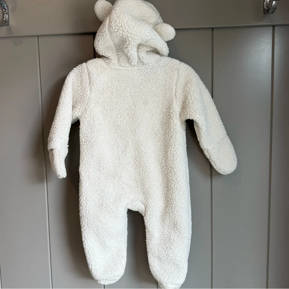 Lullaby Infant Baby Ivory Cream Bear Sherpa Bunting Snowsuit 3-6 Months